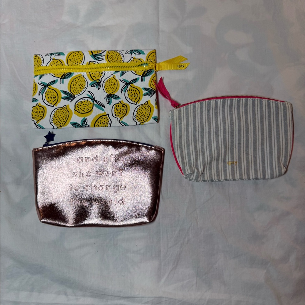 Set of Three Stylish Pouches Makeup Bags